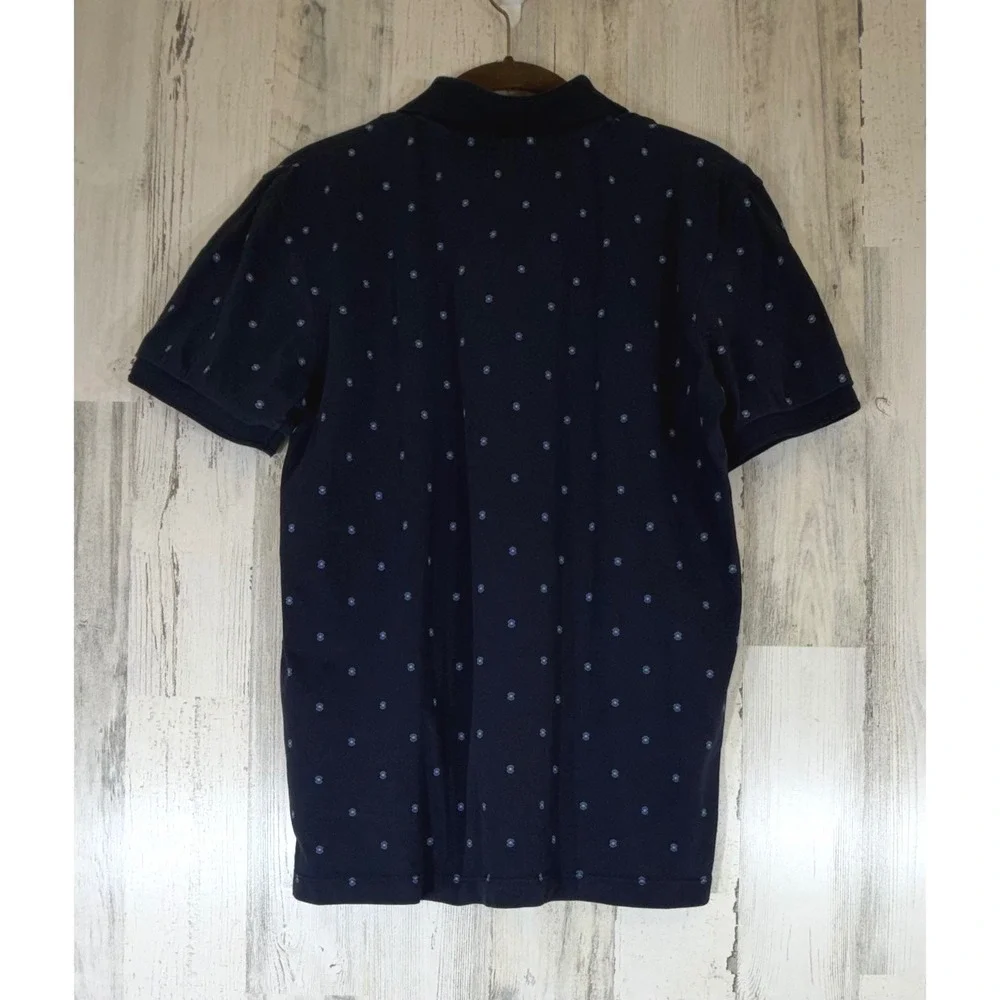 Scotch & Soda Polo Shirt Small Navy Organic Cotton Micro Print Preppy Minimalist